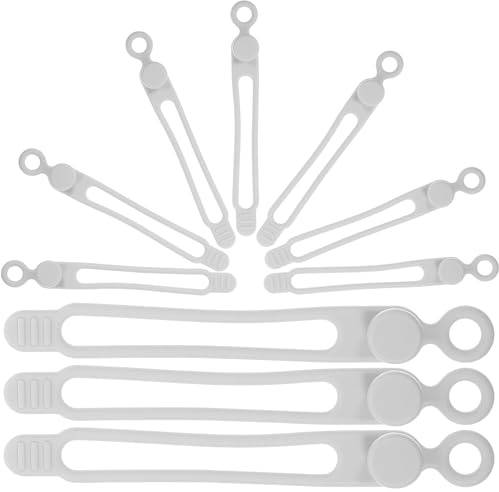 VALICLUD Bridas de Silicona Reutilizables para Cables, 10 Piezas Gris, Correas para Gestión y Organización de Cables Eléctricos Datos, Adecuado para Hogar, Oficina y Escritorio
