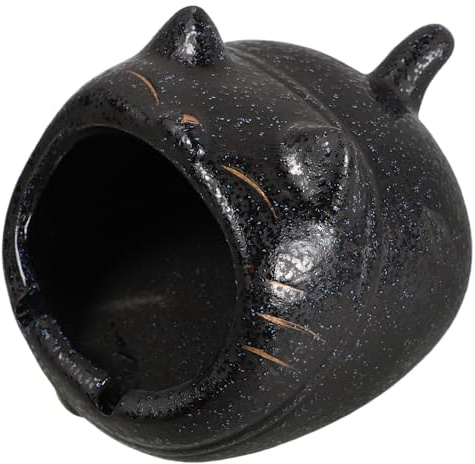 LIFKICH Ashtray and Large Capacity Decorative Ceramic Cat-shaped Easy to Clean Features for Black Figurine Indoor Tabletop Smokers