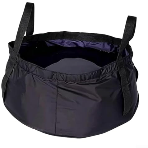 8.5L Foldable Wash Basin, Portable Nylon Water Bag, Collapsible Sink Bucket for Camping Hiking Foot Bath Travel Laundry, Outdoor Washing Bowl Black