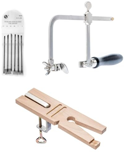 SE 3-in-1 Professional Jeweler's Saw Set - Saw Frame, 144 Blades, and V-Slot Bench Pin with Clamp - Versatile Tools for Precise Jewelry Making