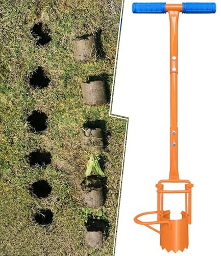 glorousamc Bulb Planter, Weeder, Sod Plugger, Flower Planting, Soil Sampler-5-IN-1 Lawn Tool and Garden Tool - Enhanced Bottom Edge for Easier Penetration, 33.5 Inch（A）