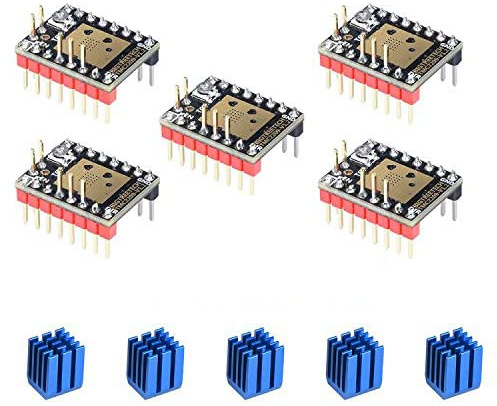 BIQU DIRECT 3D Printer Part Stepstick Mute TMC2209 V1.2 Stepper Motor Driver with Heatsink for SKR V1.3 MKS GEN L Ramps 1.4/1.5/1.6 3D Printer Controller Card (Pack of 5) (UART Mode) | Ultra Silent Stepsticks Drivers with Heatsink for Octopus V1.1/Pro/SKR V1.4 Turbo/SKR 3, Manta M8P/M5P/MKS Gen L Motherboard