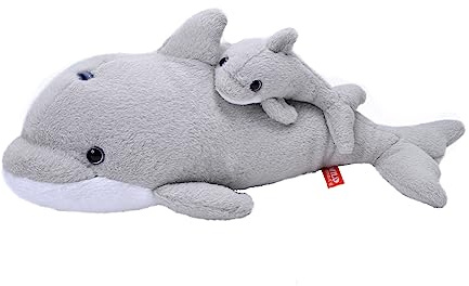 WILD REPUBLIC Mom and Baby Dolphin, Stuffed Animal, 14 Inches, Gift for Kids, Plush Toy, Fill is Spun Recycled Water Bottles, 12