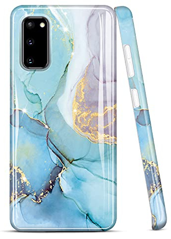 JIAXIUFEN Galaxy S20 Hülle Handyhülle TPU Silikon Weiche Schlank Schutzhülle Handytasche Flexibel Case Handy Hülle für Samsung Galaxy S20 5G - Glitter Marmor Mint Purple