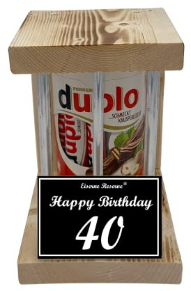 duplo Riegel - Notfall Reserve Metallstäbe - (10 x 18,2 g) Happy Birthday 40 - Geschenk zum 40. Geburtstag