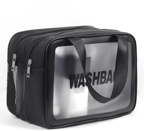 Miss or Miss Wash Bag for Women & Men - Large Capacity Travel Toiletry Bag with Matte Translucent Window & Wet/Dry Pockets, Waterproof & Portable Organizer for Cosmetics,Gym & Shower Essentials