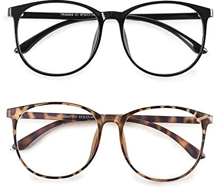Dolarosey 2 Pack Blue Light Blocking Glasses Oversized Frame for Computer/Phone/Pad/Game/TV,Anti Glare Avoids Headaches Eye Strain(black and tortoiseshell)