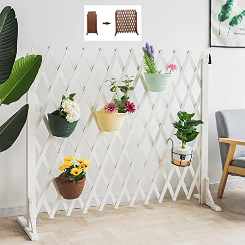 Palissade en Bois Bordure De Jardin Flexible - Clôture en Bois Télescopique Blanche, Cadre d'escalade pour Plantes en Treillis Épaissi, Cloison Décorative Intérieure/écran De Confidentialité
