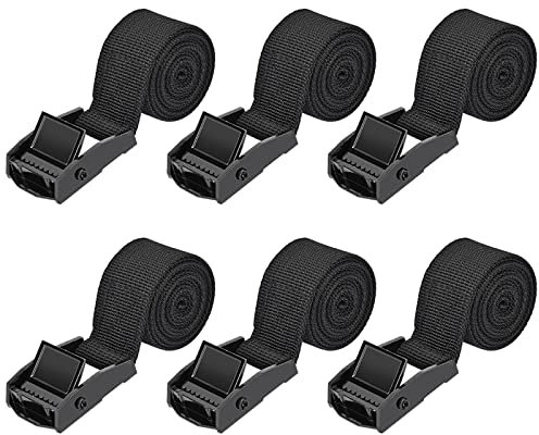 Kshineni 6 pezzi Cinghia di Fissaggio Cinghie per Valigie 1m x 2,5cm con Chiusura a Morsetto, Cinghie di Fissaggio Corte per Camion, Carico, Moto, Rimorchi, Bagagli (Nero)