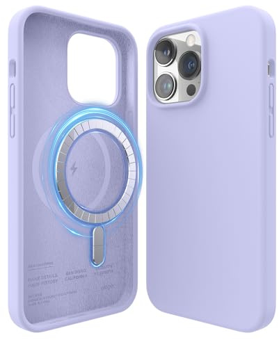elago Cover Magnetica in Silicone per iPhone 14 Pro Max (6,7) | Compatibile con MagSafe, Magneti Integrati, Silicone Liquido Premium (Viola)