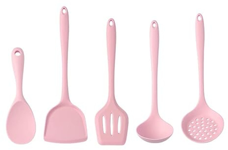 Pentole 5 pezzi utensili da cucina set cucchiaio, spatola, mestolo, utensili antiaderenti, utensili da cucina, accessori da cucina (colore: rosa)