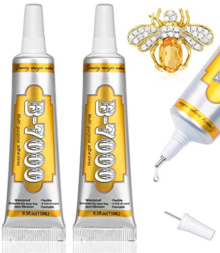 Clear B7000 Jewelry Glue - 2 * 15ml/0.5 fl oz Multipurpose Adhesive for Rhinestones, Beads, Fabric, Metal, Nail Art, Wood, Glass - Super Strong and Waterproof