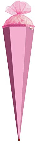 ROTH XXL-Bastelschultüte 100 cm rosa sechseckig - extra stabil durch Rot(h)-Spitze mit Tüll-Verschluss