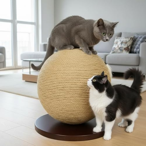WANEKA Rascador para Gatos Grandes Bola Rascadora Madera Sisal