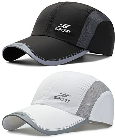 AYPOW 2 Pack Unisex Schnell Trocknend Baseball Cap Baseballkappe, Modisches Lässig Atmungsaktiv Mesh Sportkappe, Leichte Faltbare Outdoor Sportmütze Basecap Sonnenhut Baseballmütze für Herren Damen