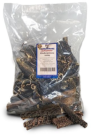 Tiernahrung Schwenner Rinderpansen für Hunde getrocknet – Dog Snacks - gesunde Kaustangen für die Hunde 1000g 12cm