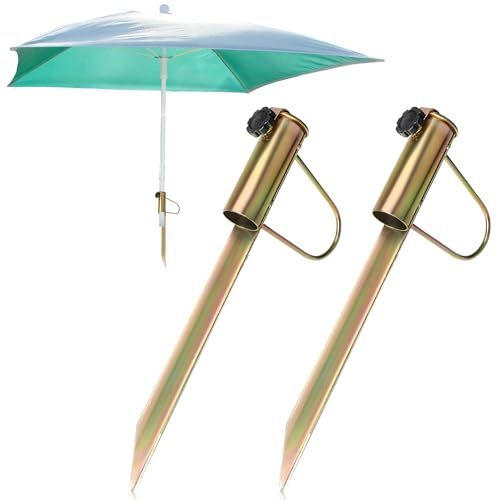 com-four® 2X Porte-Parasol en Acier - Douille de Sol pour Le Jardin - Piquet de pelouse pour parasols - diamètre du mât d'environ 30-42 mm (Couleur Or - 2 pièces)
