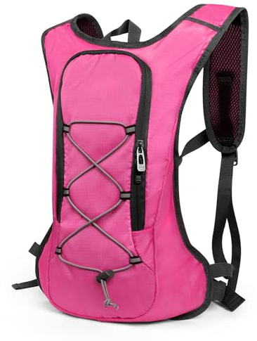Lollanda cykelryggsäck, vandringsryggsäck liten, vattentät ryggsäck för män och kvinnor, MTB-ryggsäck för cykling, camping, löpning (rosa)