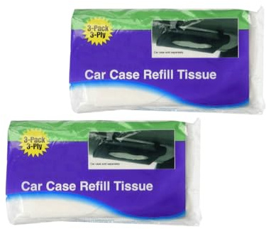 Car Case Visor Facial Tissues Refill 3 Ply Tissue Wipes 6 Refills (2 Bags)