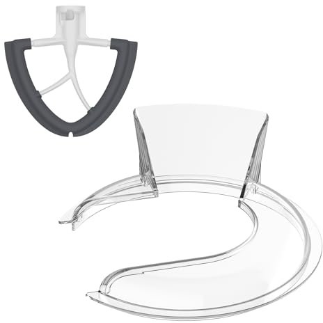 Ausgießschutz für KitchenAid 4,5–5 QT Rührschüssel (Edelstahl, Glas, Keramik) und Flexkantenschlägel für Kitchenaid Mixer, 4,5–5 QT Neigungskopf für Kitchenaid Mixer-Aufsätze von FOCOLLK