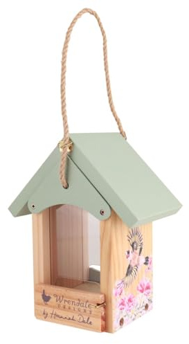 Wrendale Designs Vogelfutterhaus Blaumeise & Stieglitz Massivholz aus nachhaltiger Waldwirtschaft mit FSC Siegel Wetter- und lichtbeständig Bedruckt einfach zu befüllen für Sing-Vögel wie Kohlmeise