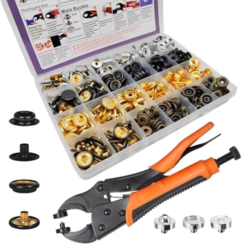 SUNAROC Bottoni A Pressione Metallo+Pinza, 100 Set Di Bottoni Automatici A Pressione 15 Mm Per Riparazione Di Coperture Di Barche, Tela, Cucito, Teloni
