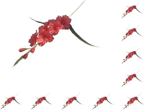 NeaxgeandX 10 set of Artificial Gladiolus Flower Vivid Artificial Flower for Home Office Festival Red, 65 cm