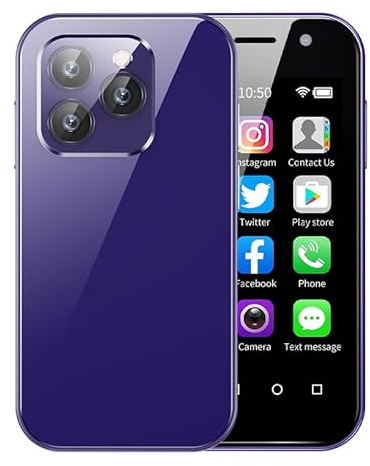 Mini Smartphone SOYES XS14 Pro 7.6 cm Android 9.0 4G LTE Dual SIM Face ID Dual Camera WiFi Bluetooth Hotspot GPS OTG desbloqueado teléfono móvil (morado, 2GB RAM 16GB ROM)