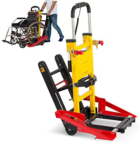CRBUDY Treppensteigerwagen zum Transport von Patienten, 120 W elektrischer Treppensteigerrollstuhl, Faltbarer Rollstuhl-Dockingwagen, Tragkraft 160 kg