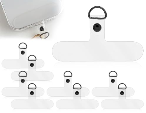 Lhbwhiz 8 stycken mobiltelefon lanyardkuddar, utan lim, mobiltelefonsnodd hållare nyckelbandsplatta, universellt telefon-lanyardband med metallring, för de flesta smartphones (transparent svart)