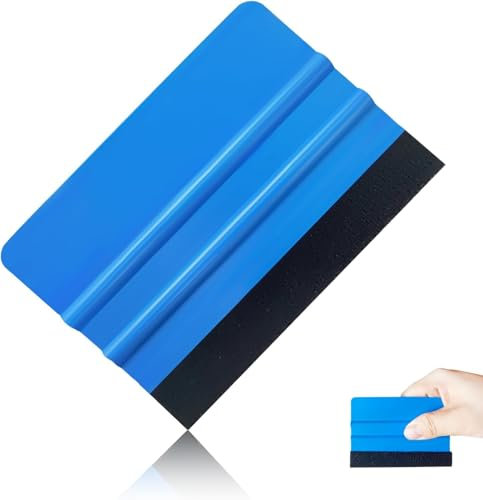 DualColorStampe Spatola Professionale con Feltro AntiGraffio per Wrapping Pellicola, Pellicole per Vetro Auto, PVC [1 PEZZO, Blu]
