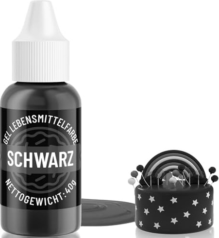 Lebensmittelfarbe Gel Schwarz - Waysroma 40g Gelbasis Lebensmittelfarbe Hochkonzentriertes Zuckerfrei Food Coloring für Backen Kuchen, Macaron, Zuckerguss, Fondant, Kekse, Donuts