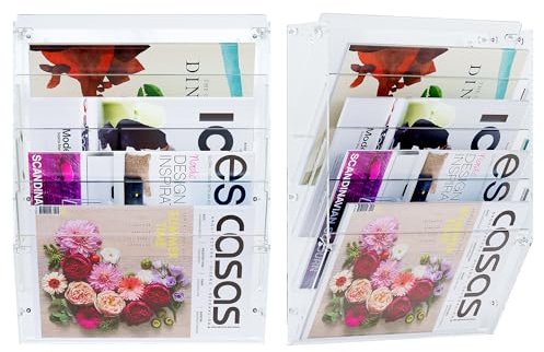 Solinxe Hängande register tidningsställ vägg med 5 fack transparent väggförvaringsfack A4 dokumentfack tidningshållare kontor skola förvaring organisatör