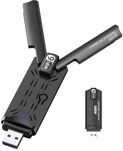 Ouitble AX1800 WiFi 6 USB WLAN Stick für PC 2.4G/5G USB 3.0 Dual Band WLAN Adapter Dongle Empfänger, WPA3 MU-Mimo mit 2 x 5dBi WLAN Antenne for Wins 10 11