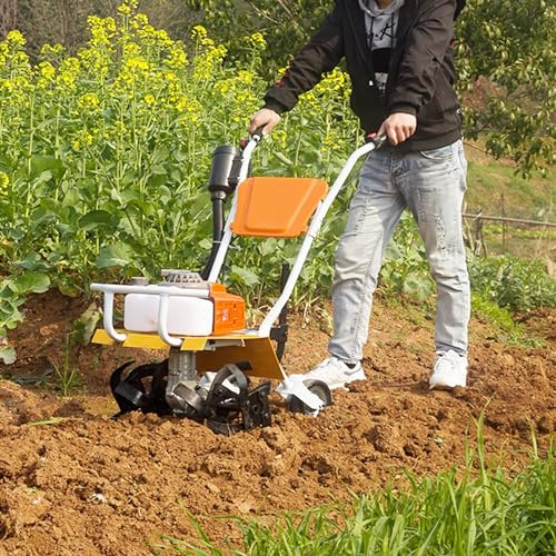 Power Tiller Rotavator Cultivador, motor de gasolina de 2,2 kw, escarificador de césped inalámbrico de 2 tiempos con 4 cuchillas de cultivador para aflojar el suelo y jardinería