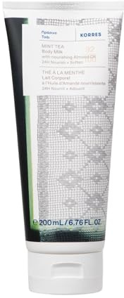 KORRES MINT TEA Tea Bodymilk mit pflegendem Mandelöl, pflegende Creme mit belebendem Minz Duft, für 24h Pflege+Geschmeidigkeit, vegan, silikon- und parabenfrei, 200 ml