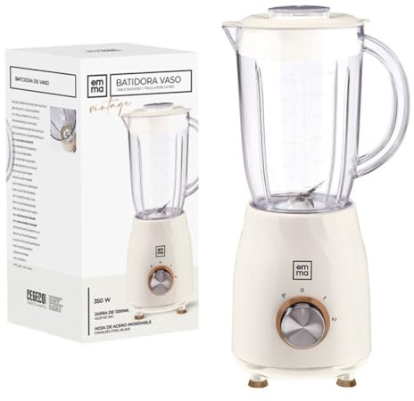 EMMA Blender Turbo haute puissance, faible consommation, haute performance, pour la maison et l'hôtellerie, nettoyage facile, 1,2 l, anti-casse (B. Vintage)