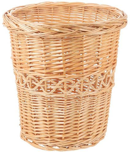 AMUSLESUR Corbeille à Papier en Osier Tressé, Poubelle Ménagère en Rotin Naturel, Taille Compacte, Corbeille Décorative Pratique pour Maison et Bureau, Panier Tressé Élégant pour Rangement