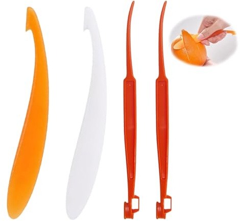 4 Stück Orangenschäler Set Profi Zitrusschäler Für Küche Apfelsinenschäler Aus Kunststoff Einfaches Schälen Von Zitrusfrüchten Schutz Für Fingernägel Spülmaschinenfestes Obst Werkzeug Orange Weiß