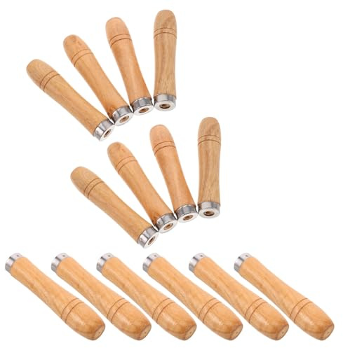 CAXUSD 14 Mangos para Brochetas de Barbacoa de Madera de 14 Cm, Antideslizantes y Resistentes al Calor, Reemplazo Ergonómico para Utensilios de Asar, Accesorios para Parrilla y Picnic