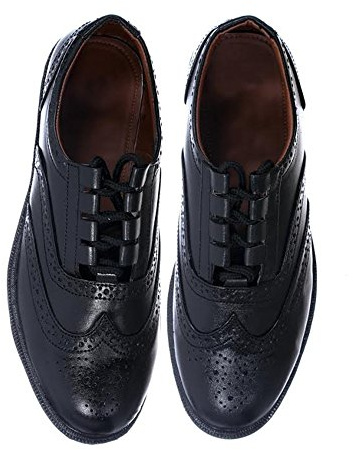 Män svart läder övre Ghillie Brogues skor för traditionella kiltkläder, formella evenemang och bröllop - storlek 6 till 13, Svart, 42.5 EU