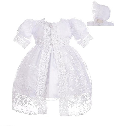 Lito Angels - Vestidos de Bautizo para bebé niñas, Ropa Blanco con Capa y bonete capó para Ceremonia de Bautismo, 18-24 Meses (Número de Etiqueta 24M)