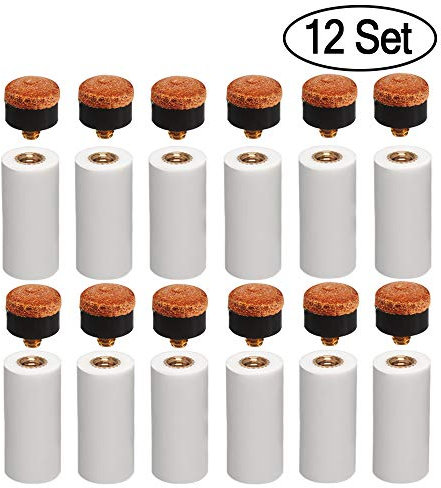 Kulannder 12Pcs Billard-Queue-Spitzen,12mm Ersatz-Schraubspitzen,Harte Billard Pool Queue Tipps Messing Schraub-ersatz Tipps mit Pool Queue Zwinge für Snooker Pool Queues