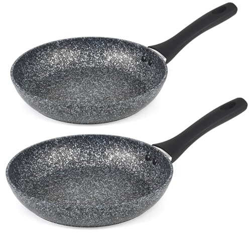 Salter COMBO-3692 Megastone - Juego de sartenes antiadherentes de 24/28 cm, sartén de inducción, juego de 2 piezas, sartén para tortilla, apto para lavavajillas y utensilios de metal, sin PFOA,