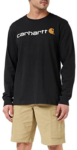Carhartt herr T-tröja Långärmad arbetskläder signatur grafisk T-shirt - kärnlogotyp, svart, XL