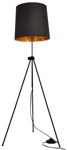 B·LED BARCELONA LED BarcelonaLED Lampadaire Trépied en métal Design moderne nordique rétro Hauteur réglable Noir Doré Vintage Avec culot E27 Interrupteur Pour salle à manger, salon, chambre et studio