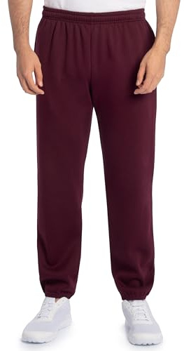 Fruit of the Loom Men's Eversoft Fleece Sweatpants, Elastic Bottom - Maroon, L UK