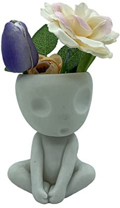 Erice Fioriera con viso, mini vaso da fiori fluorescente, per piante aeree, mini piante, piante grasse, piantine, talee (verde luminoso)