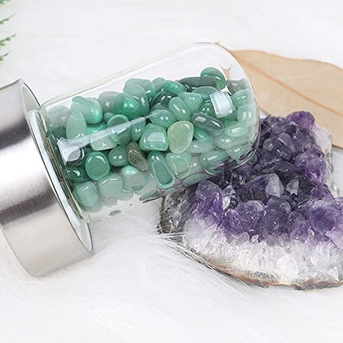 Natural Crystal Water Bottle Reusable Gem Water Bottle Crystal Energy Elixir Infused Water Bottle Quartz Crystal Wand Point Reiki Healing Crystal Glass Bottle 550Ml/18Oz (Color : Aventurine)