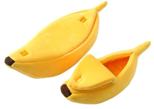 SMDARROY Banana Cat Bed, Cosy Cat Cave House & Soft Pet Hideaway, Warm Cat Beds for Indoor Cats, Kittens & Small Dogs, Washable Small Dog Bed & Puppy Cushion, Cute Cat Beds & Dog Bed
